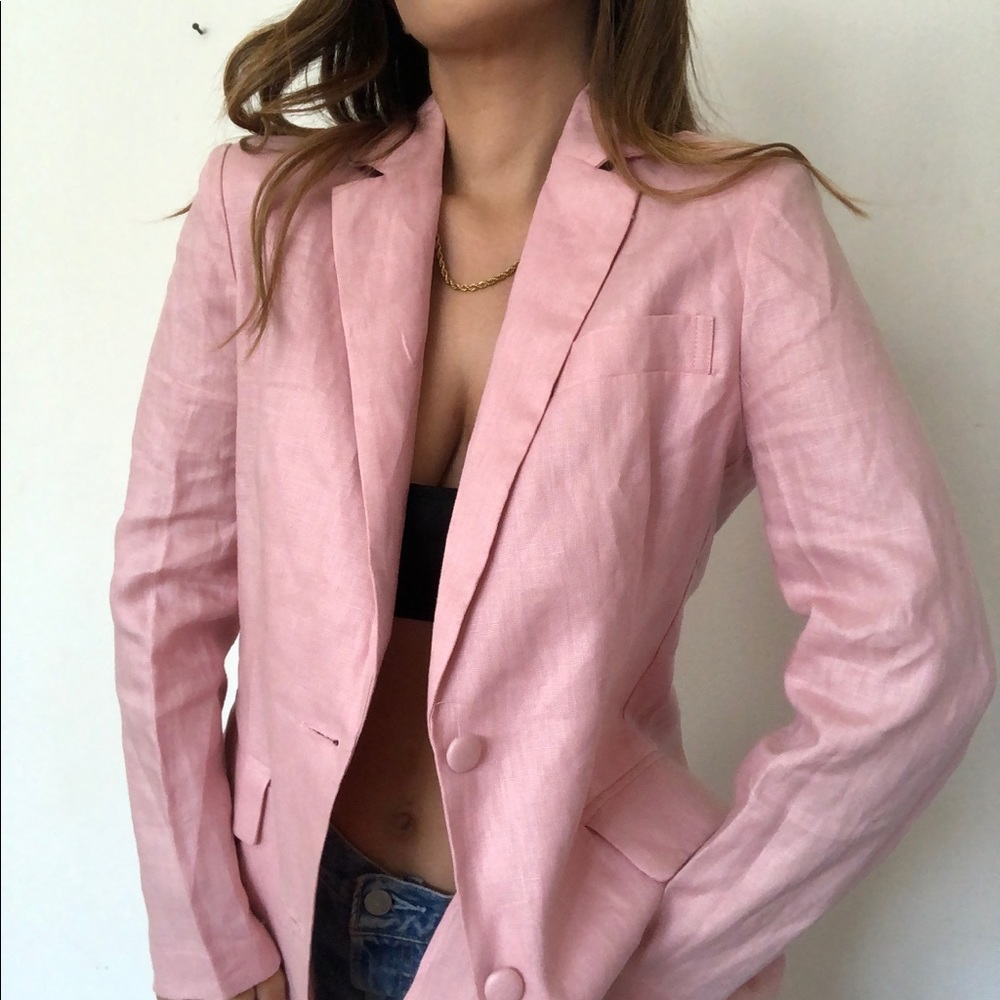 Miss Lola pink linen blazer size small